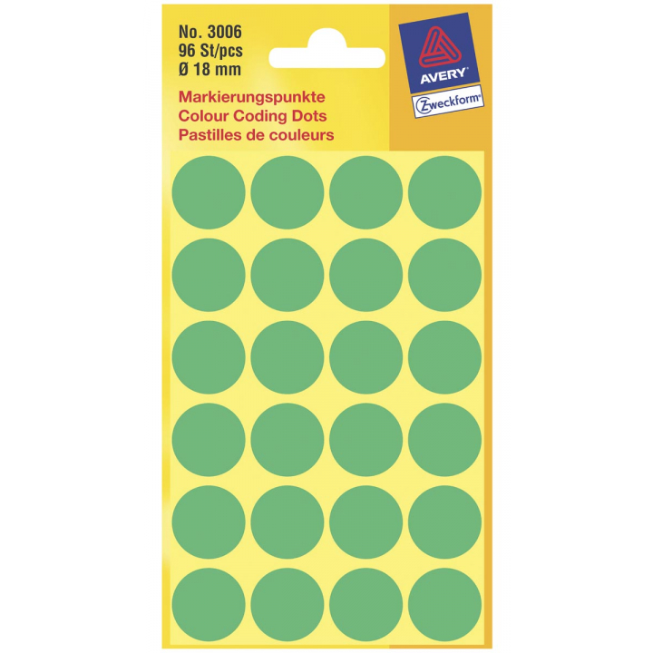 Opsplitsen voorbeeld Voetganger Avery Ronde etiketten diameter 18 mm, groen, 96 stuks | Papiershop.be,  kantoorpapier aan de scherpste prijzen